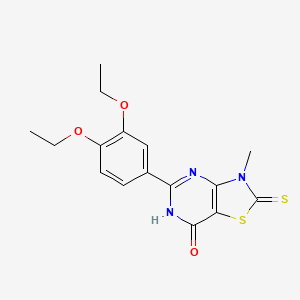 molecular formula C16H17N3O3S2 B11089804 5-(3,4-diethoxyphenyl)-3-methyl-2-thioxo-2,3-dihydro[1,3]thiazolo[4,5-d]pyrimidin-7(6H)-one 