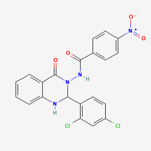 molecular formula C21H14Cl2N4O4 B11089826 N-[2-(2,4-dichlorophenyl)-4-oxo-1,4-dihydroquinazolin-3(2H)-yl]-4-nitrobenzamide 