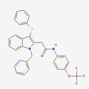 2-[1-benzyl-3-(phenylsulfanyl)-1H-indol-2-yl]-N-[4-(trifluoromethoxy)phenyl]acetamide