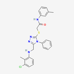 2-({5-[(3-Chloro-2-methylanilino)methyl]-4-phenyl-4H-1,2,4-triazol-3-YL}sulfanyl)-N-(3-methylphenyl)acetamide