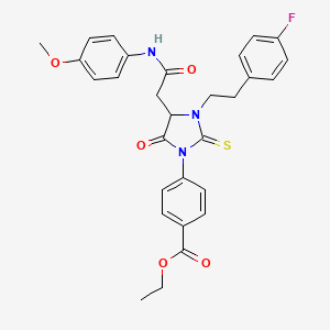 Ethyl 4-(3-[2-(4-fluorophenyl)ethyl]-4-{2-[(4-methoxyphenyl)amino]-2-oxoethyl}-5-oxo-2-thioxoimidazolidin-1-yl)benzoate