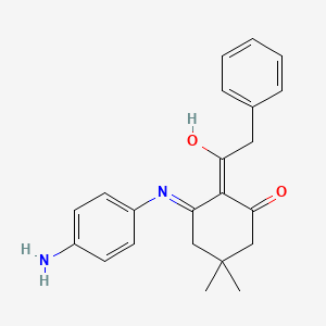 molecular formula C22H24N2O2 B11089928 3-[(4-Aminophenyl)amino]-5,5-dimethyl-2-(phenylacetyl)cyclohex-2-en-1-one 