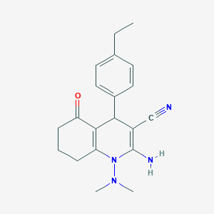 molecular formula C20H24N4O B11089932 2-Amino-1-(dimethylamino)-4-(4-ethylphenyl)-5-oxo-1,4,5,6,7,8-hexahydroquinoline-3-carbonitrile 