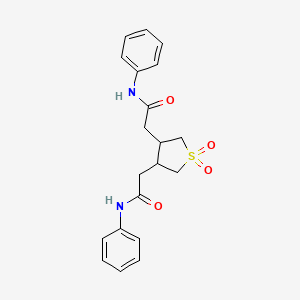 molecular formula C20H22N2O4S B11089939 2-(1,1-Dioxo-4-phenylcarbamoylmethyl-tetrahydro-1lambda(6)-thiophen-3-yl)-N-phenyl-acetamide 