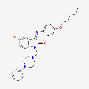 (3Z)-5-bromo-3-{[4-(pentyloxy)phenyl]imino}-1-[(4-phenylpiperazin-1-yl)methyl]-1,3-dihydro-2H-indol-2-one