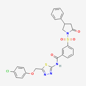 molecular formula C26H21ClN4O5S2 B11089978 N-{5-[(4-chlorophenoxy)methyl]-1,3,4-thiadiazol-2-yl}-3-[(2-oxo-4-phenylpyrrolidin-1-yl)sulfonyl]benzamide 