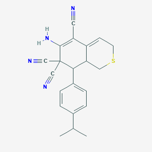 6-amino-8-[4-(propan-2-yl)phenyl]-8,8a-dihydro-1H-isothiochromene-5,7,7(3H)-tricarbonitrile