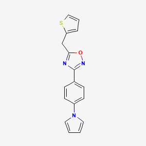 molecular formula C17H13N3OS B11090053 3-[4-(1H-pyrrol-1-yl)phenyl]-5-(thiophen-2-ylmethyl)-1,2,4-oxadiazole 