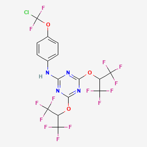 molecular formula C16H7ClF14N4O3 B11090064 N-{4-[chloro(difluoro)methoxy]phenyl}-4,6-bis[(1,1,1,3,3,3-hexafluoropropan-2-yl)oxy]-1,3,5-triazin-2-amine 