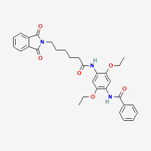 molecular formula C31H33N3O6 B11090065 N-(4-{[6-(1,3-dioxo-1,3-dihydro-2H-isoindol-2-yl)hexanoyl]amino}-2,5-diethoxyphenyl)benzamide 