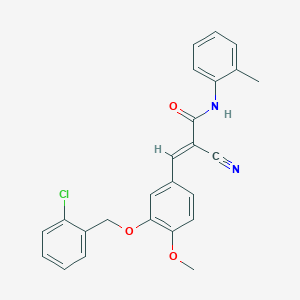 (2E)-3-{3-[(2-chlorobenzyl)oxy]-4-methoxyphenyl}-2-cyano-N-(2-methylphenyl)prop-2-enamide