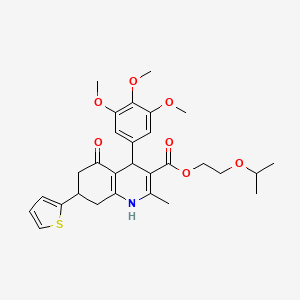 molecular formula C29H35NO7S B11090072 2-(Propan-2-yloxy)ethyl 2-methyl-5-oxo-7-(thiophen-2-yl)-4-(3,4,5-trimethoxyphenyl)-1,4,5,6,7,8-hexahydroquinoline-3-carboxylate 