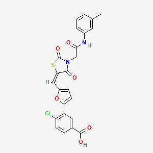 4-chloro-3-{5-[(E)-(3-{2-[(3-methylphenyl)amino]-2-oxoethyl}-2,4-dioxo-1,3-thiazolidin-5-ylidene)methyl]furan-2-yl}benzoic acid