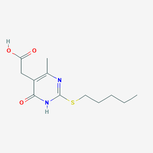 molecular formula C12H18N2O3S B11090098 2-(6-methyl-4-oxo-2-pentylsulfanyl-1H-pyrimidin-5-yl)acetic acid 