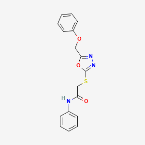 molecular formula C17H15N3O3S B11090111 2-{[5-(phenoxymethyl)-1,3,4-oxadiazol-2-yl]sulfanyl}-N-phenylacetamide 