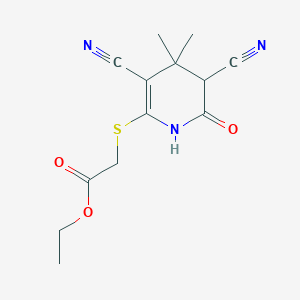 Ethyl [(3,5-dicyano-4,4-dimethyl-6-oxo-1,4,5,6-tetrahydropyridin-2-yl)sulfanyl]acetate