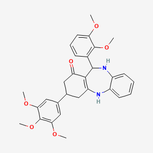 molecular formula C30H32N2O6 B11090127 11-(2,3-dimethoxyphenyl)-3-(3,4,5-trimethoxyphenyl)-2,3,4,5,10,11-hexahydro-1H-dibenzo[b,e][1,4]diazepin-1-one 