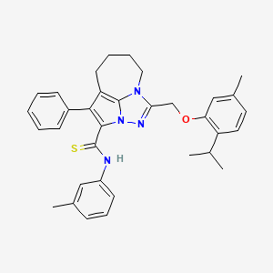 molecular formula C34H36N4OS B11090140 1-[(2-Isopropyl-5-methylphenoxy)methyl]-N-(3-methylphenyl)-4-phenyl-5,6,7,8-tetrahydro-2,2A,8A-triazacyclopenta[CD]azulene-3-carbothioamide 