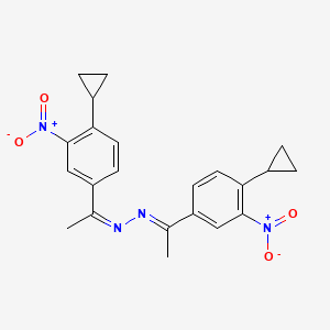 molecular formula C22H22N4O4 B11090175 (1Z,2E)-bis[1-(4-cyclopropyl-3-nitrophenyl)ethylidene]hydrazine 