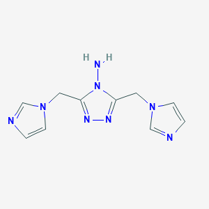 molecular formula C10H12N8 B11090195 3,5-bis(1H-imidazol-1-ylmethyl)-4H-1,2,4-triazol-4-amine 