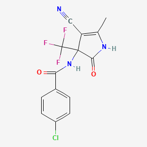 4-chloro-N-[4-cyano-5-methyl-2-oxo-3-(trifluoromethyl)-2,3-dihydro-1H-pyrrol-3-yl]benzamide