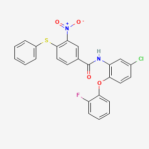 N-[5-chloro-2-(2-fluorophenoxy)phenyl]-3-nitro-4-(phenylsulfanyl)benzamide