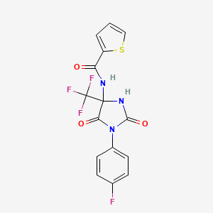 N-[1-(4-fluorophenyl)-2,5-dioxo-4-(trifluoromethyl)imidazolidin-4-yl]thiophene-2-carboxamide