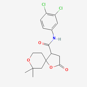 molecular formula C17H19Cl2NO4 B11090365 N-(3,4-dichlorophenyl)-7,7-dimethyl-2-oxo-1,8-dioxaspiro[4.5]decane-4-carboxamide 