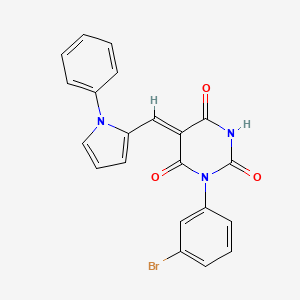 molecular formula C21H14BrN3O3 B11090368 (5Z)-1-(3-bromophenyl)-5-[(1-phenyl-1H-pyrrol-2-yl)methylidene]pyrimidine-2,4,6(1H,3H,5H)-trione 