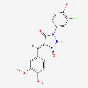 (4E)-1-(3-chloro-4-fluorophenyl)-4-(4-hydroxy-3-methoxybenzylidene)pyrazolidine-3,5-dione