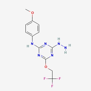 4-hydrazinyl-N-(4-methoxyphenyl)-6-(2,2,2-trifluoroethoxy)-1,3,5-triazin-2-amine