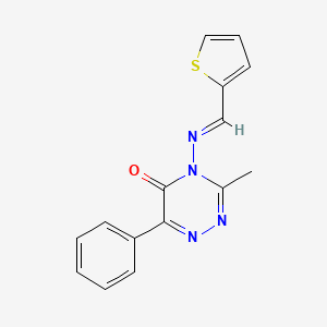 molecular formula C15H12N4OS B11090470 3-Methyl-6-phenyl-4-[(thiophen-2-ylmethylene)-amino]-4H-[1,2,4]triazin-5-one 