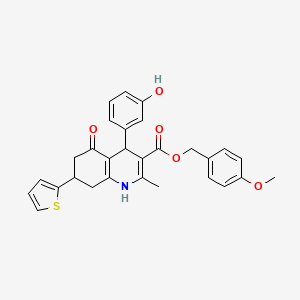 4-Methoxybenzyl 4-(3-hydroxyphenyl)-2-methyl-5-oxo-7-(thiophen-2-yl)-1,4,5,6,7,8-hexahydroquinoline-3-carboxylate