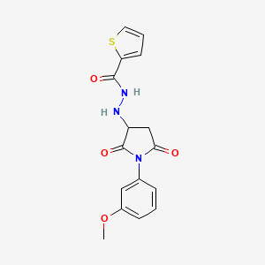 molecular formula C16H15N3O4S B11090521 N'-[1-(3-methoxyphenyl)-2,5-dioxopyrrolidin-3-yl]thiophene-2-carbohydrazide 