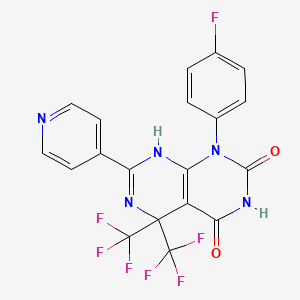 molecular formula C19H10F7N5O2 B11090545 1-(4-fluorophenyl)-7-(pyridin-4-yl)-5,5-bis(trifluoromethyl)-5,8-dihydropyrimido[4,5-d]pyrimidine-2,4(1H,3H)-dione 