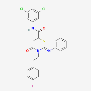 molecular formula C25H20Cl2FN3O2S B11090546 (2Z)-N-(3,5-dichlorophenyl)-3-[2-(4-fluorophenyl)ethyl]-4-oxo-2-(phenylimino)-1,3-thiazinane-6-carboxamide 