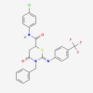 molecular formula C25H19ClF3N3O2S B11090551 (2E)-3-Benzyl-N-(4-chlorophenyl)-4-oxo-2-{[4-(trifluoromethyl)phenyl]imino}-13-thiazinane-6-carboxamide 