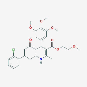 2-Methoxyethyl 7-(2-chlorophenyl)-2-methyl-5-oxo-4-(3,4,5-trimethoxyphenyl)-1,4,5,6,7,8-hexahydroquinoline-3-carboxylate