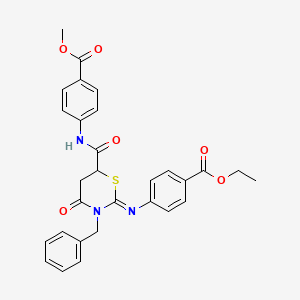 molecular formula C29H27N3O6S B11090598 methyl 4-({[(2Z)-3-benzyl-2-{[4-(ethoxycarbonyl)phenyl]imino}-4-oxo-1,3-thiazinan-6-yl]carbonyl}amino)benzoate 