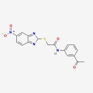 molecular formula C17H14N4O4S B11090605 N-(3-acetylphenyl)-2-[(5-nitro-2H-benzimidazol-2-yl)sulfanyl]acetamide 