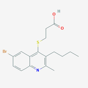 molecular formula C17H20BrNO2S B11090680 3-[(6-Bromo-3-butyl-2-methylquinolin-4-yl)sulfanyl]propanoic acid 