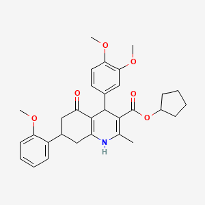 Cyclopentyl 4-(3,4-dimethoxyphenyl)-7-(2-methoxyphenyl)-2-methyl-5-oxo-1,4,5,6,7,8-hexahydroquinoline-3-carboxylate