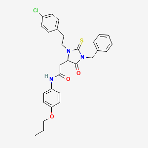 molecular formula C29H30ClN3O3S B11090731 2-{1-benzyl-3-[2-(4-chlorophenyl)ethyl]-5-oxo-2-thioxoimidazolidin-4-yl}-N-(4-propoxyphenyl)acetamide 