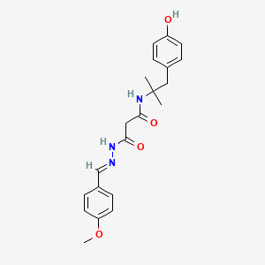 molecular formula C21H25N3O4 B11090755 N-[1-(4-hydroxyphenyl)-2-methylpropan-2-yl]-3-[(2E)-2-(4-methoxybenzylidene)hydrazinyl]-3-oxopropanamide 