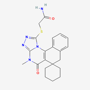 molecular formula C21H23N5O2S B11090777 2-[(4-methyl-5-oxo-5,7-dihydro-4H-spiro[benzo[h][1,2,4]triazolo[4,3-a]quinazoline-6,1'-cyclohexan]-1-yl)sulfanyl]acetamide 