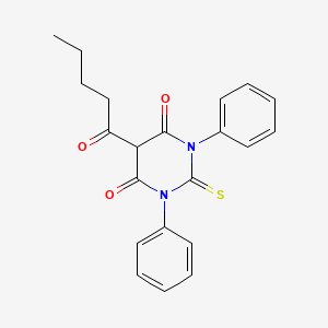 molecular formula C21H20N2O3S B11090781 5-pentanoyl-1,3-diphenyl-2-thioxodihydropyrimidine-4,6(1H,5H)-dione 