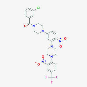 molecular formula C28H26ClF3N6O5 B11090797 (3-Chlorophenyl)[4-(4-nitro-3-{4-[2-nitro-4-(trifluoromethyl)phenyl]piperazin-1-yl}phenyl)piperazin-1-yl]methanone 