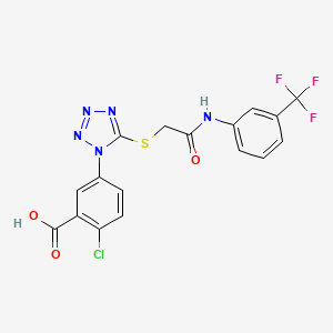 2-chloro-5-{5-[(2-oxo-2-{[3-(trifluoromethyl)phenyl]amino}ethyl)sulfanyl]-1H-tetrazol-1-yl}benzoic acid