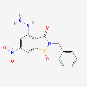 2-Benzyl-4-hydrazinyl-6-nitro-1-oxo-1,2-benzothiazol-3-one