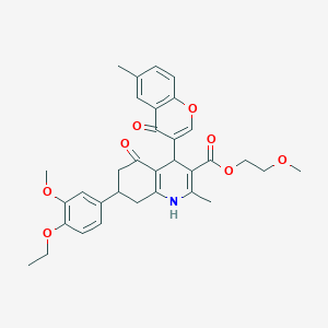 2-methoxyethyl 7-(4-ethoxy-3-methoxyphenyl)-2-methyl-4-(6-methyl-4-oxo-4H-chromen-3-yl)-5-oxo-1,4,5,6,7,8-hexahydroquinoline-3-carboxylate